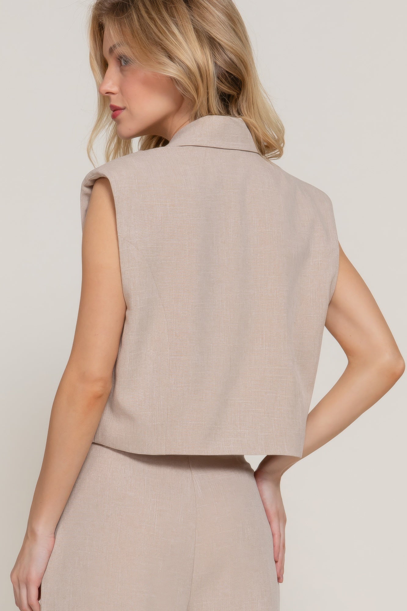 Lapel Collar W/shoulder Pads Vest - That Janis Style