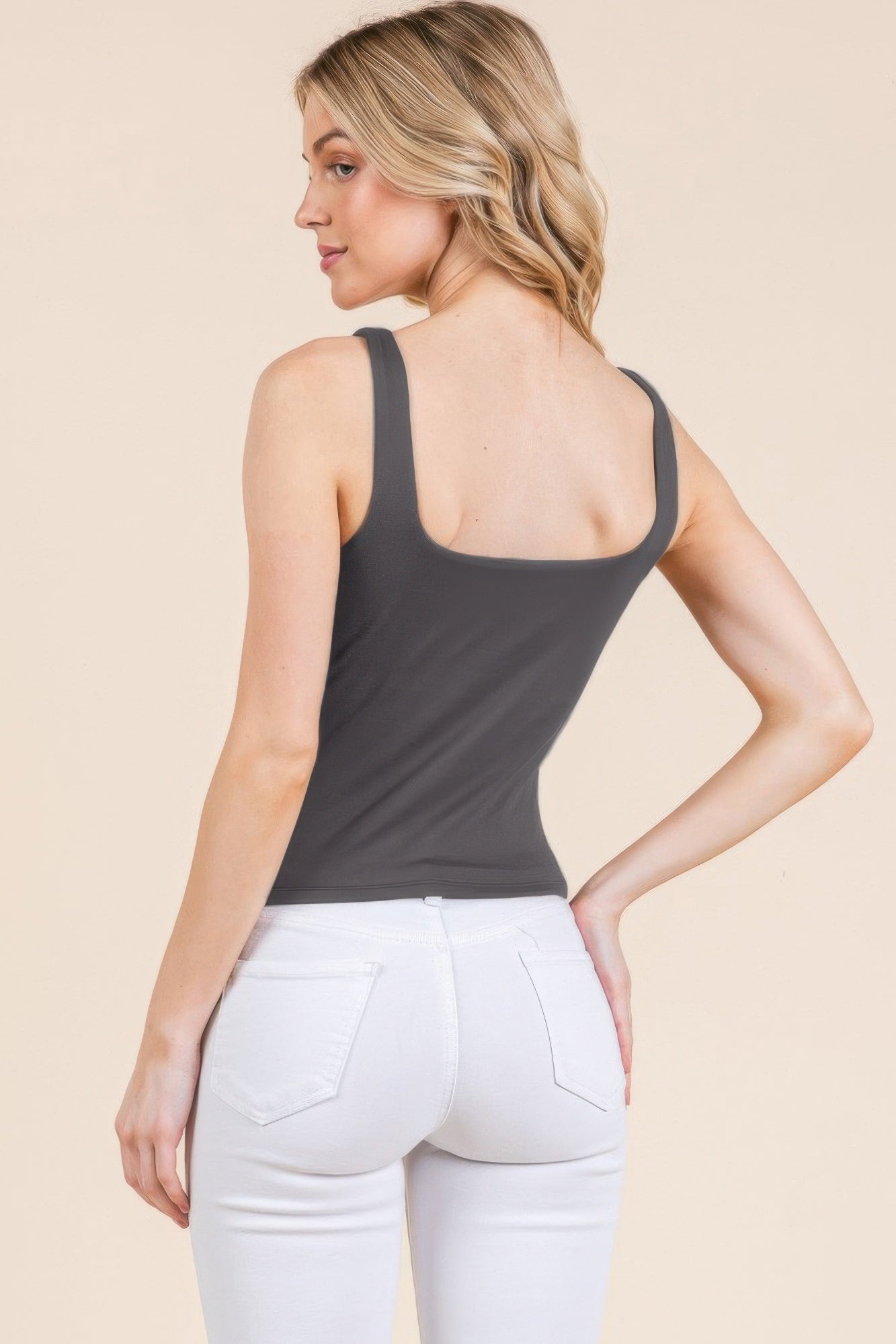 V-neck Basic Double Layers Tank Top - That Janis Style
