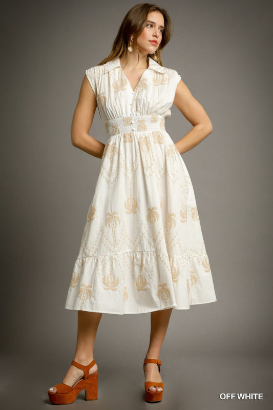 Tropical Breeze Embroidered Midi Dress - That Janis Style