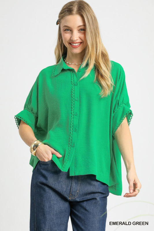 Fresh Flair Scallop Trim Blouse - That Janis Style