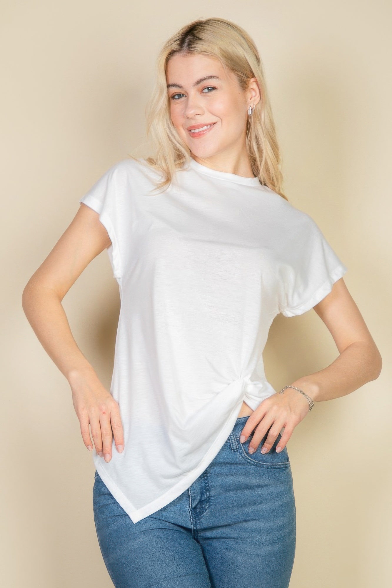 Batwing Sleeve Twist Front Tee - That Janis Style
