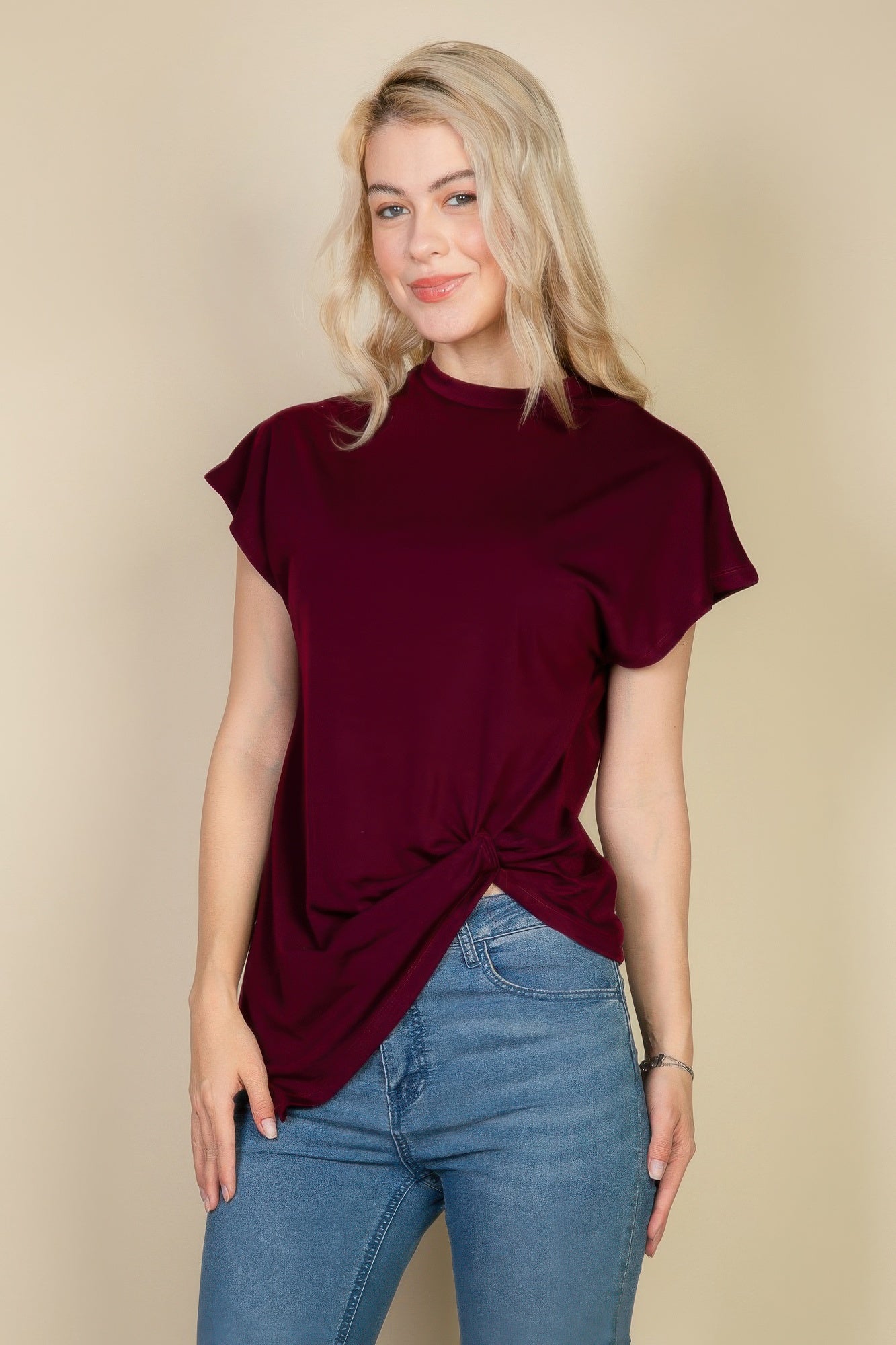 Batwing Sleeve Twist Front Tee - That Janis Style