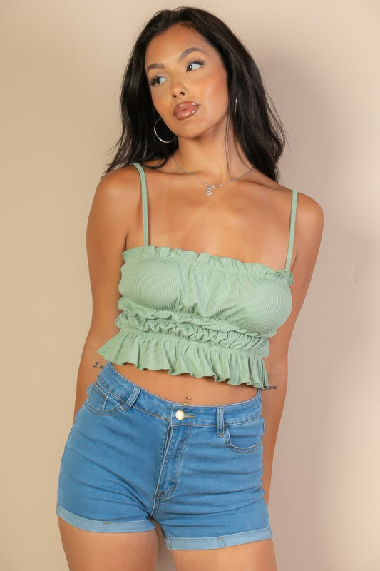 Tiered Shirred Body Crop Top - That Janis Style