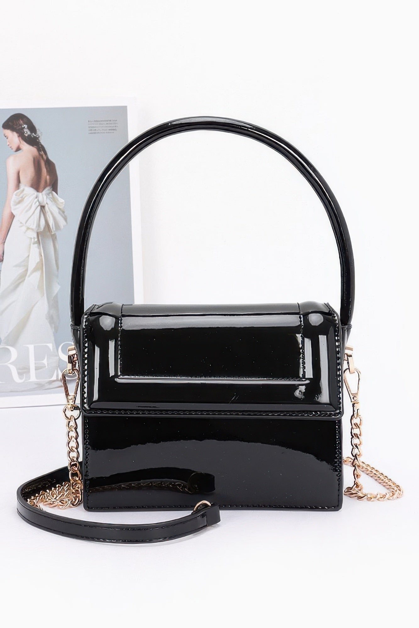 Enamel Top Handle Flap Bag - That Janis Style