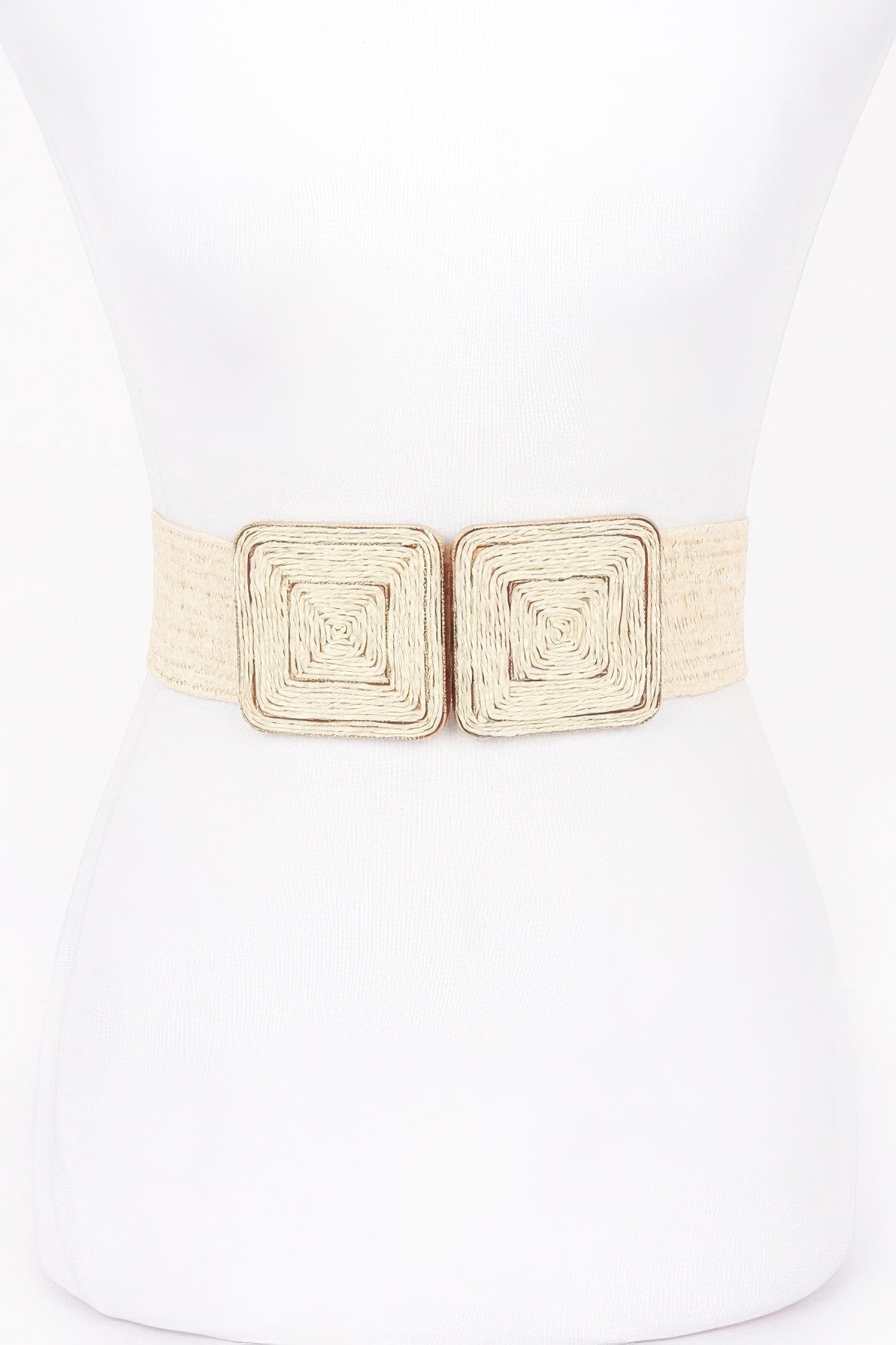 Faux Straw Two Buckle Elastic Belt - That Janis Style