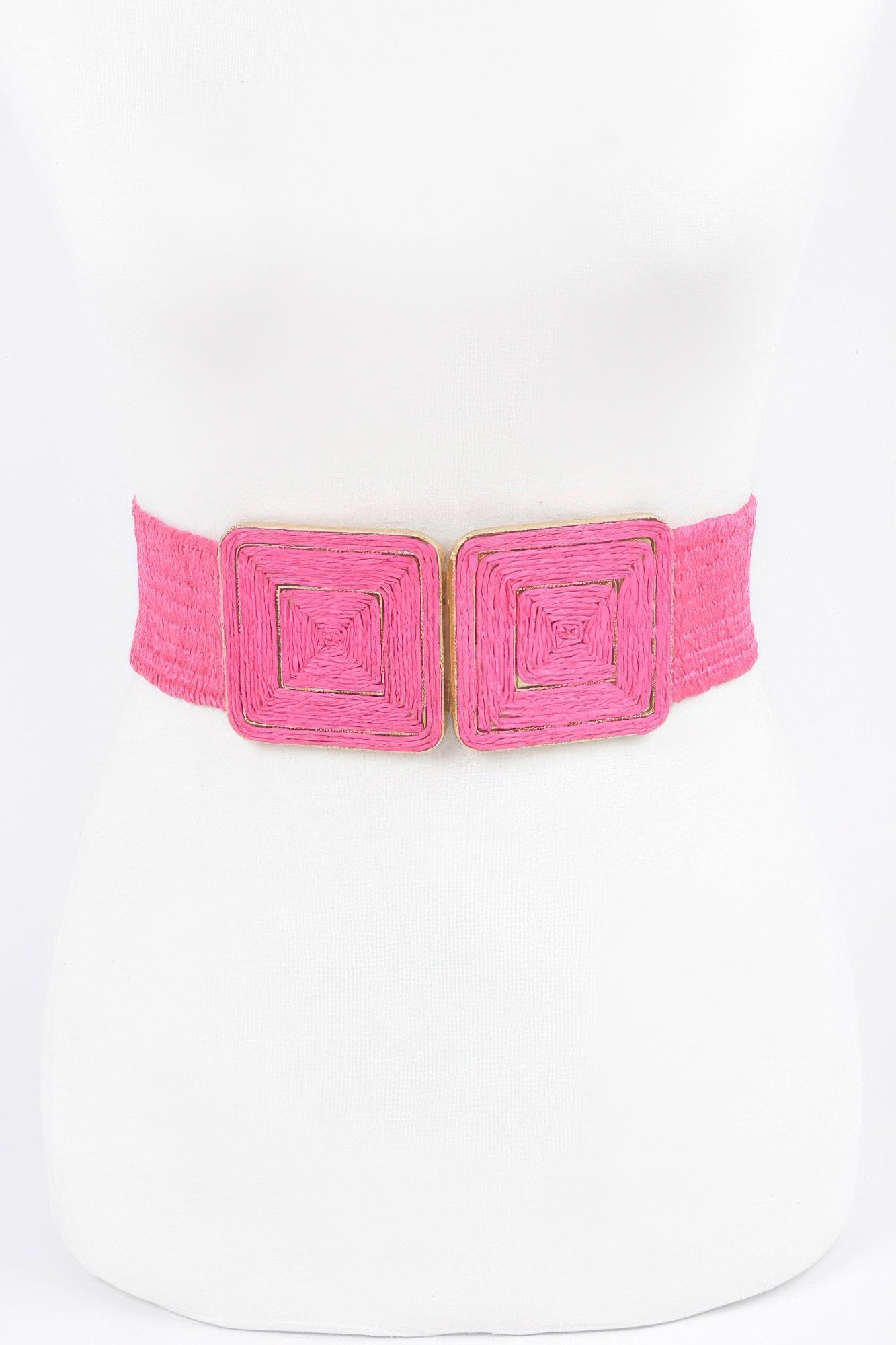 Faux Straw Two Buckle Elastic Belt - That Janis Style