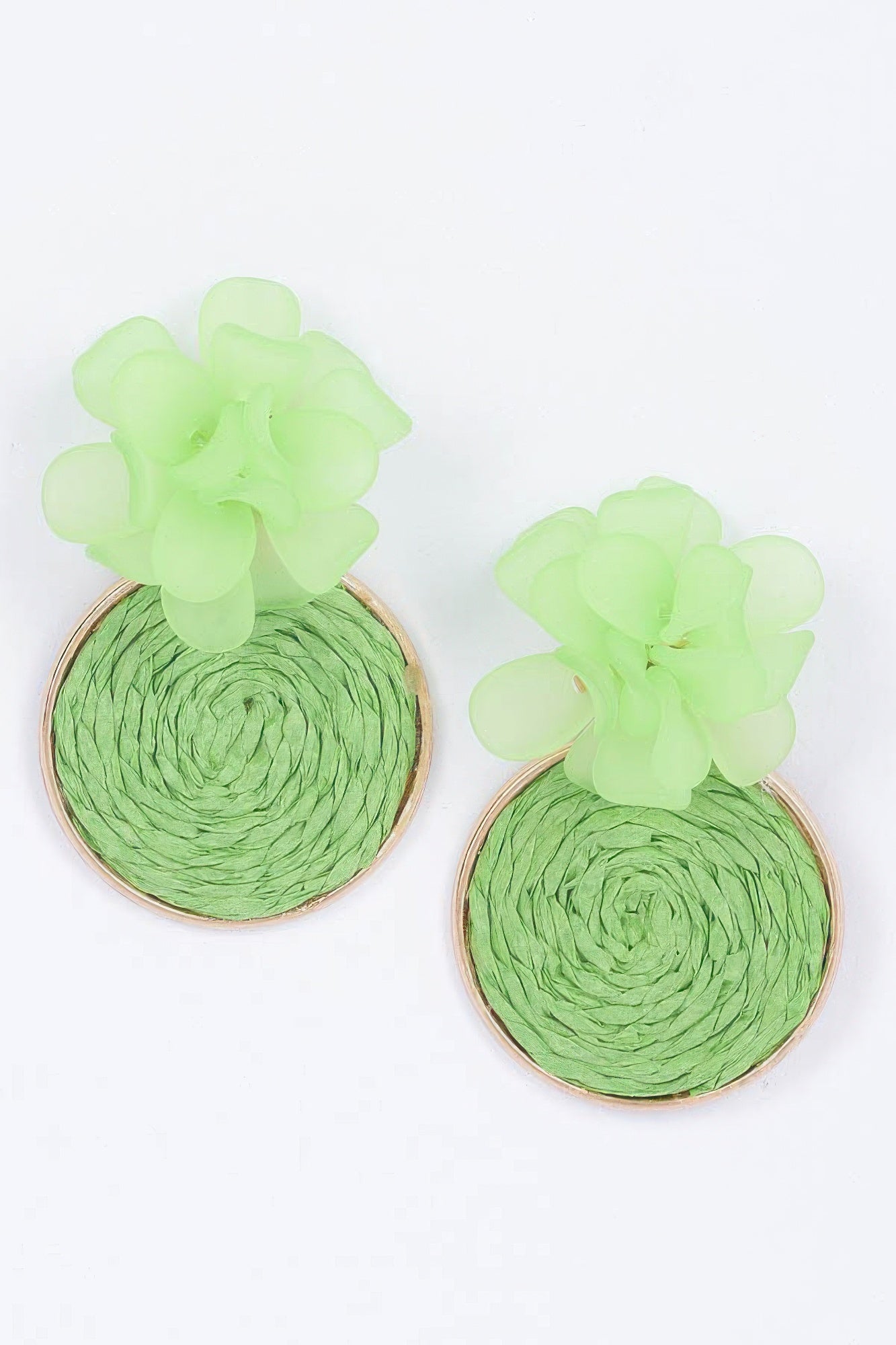 Faux Straw Fabric Flower Earring - That Janis Style