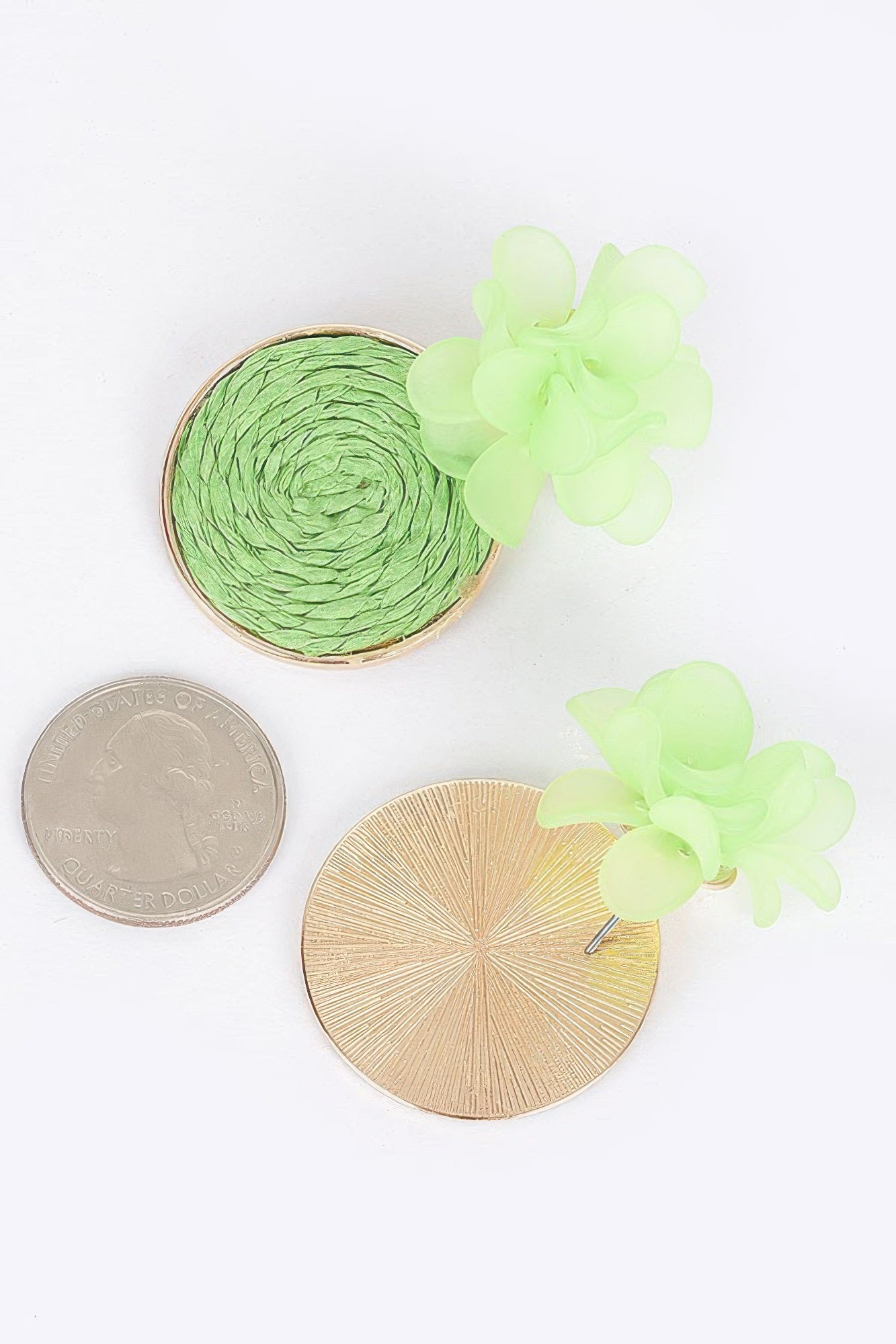 Faux Straw Fabric Flower Earring - That Janis Style