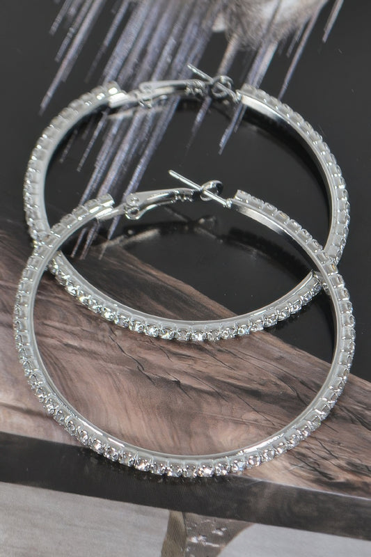 5cm Double Rhinestone Hoop Earrings - That Janis Style