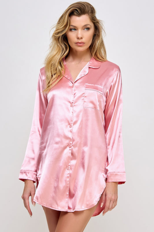 Kimberly Satin Sleepshirt - That Janis Style