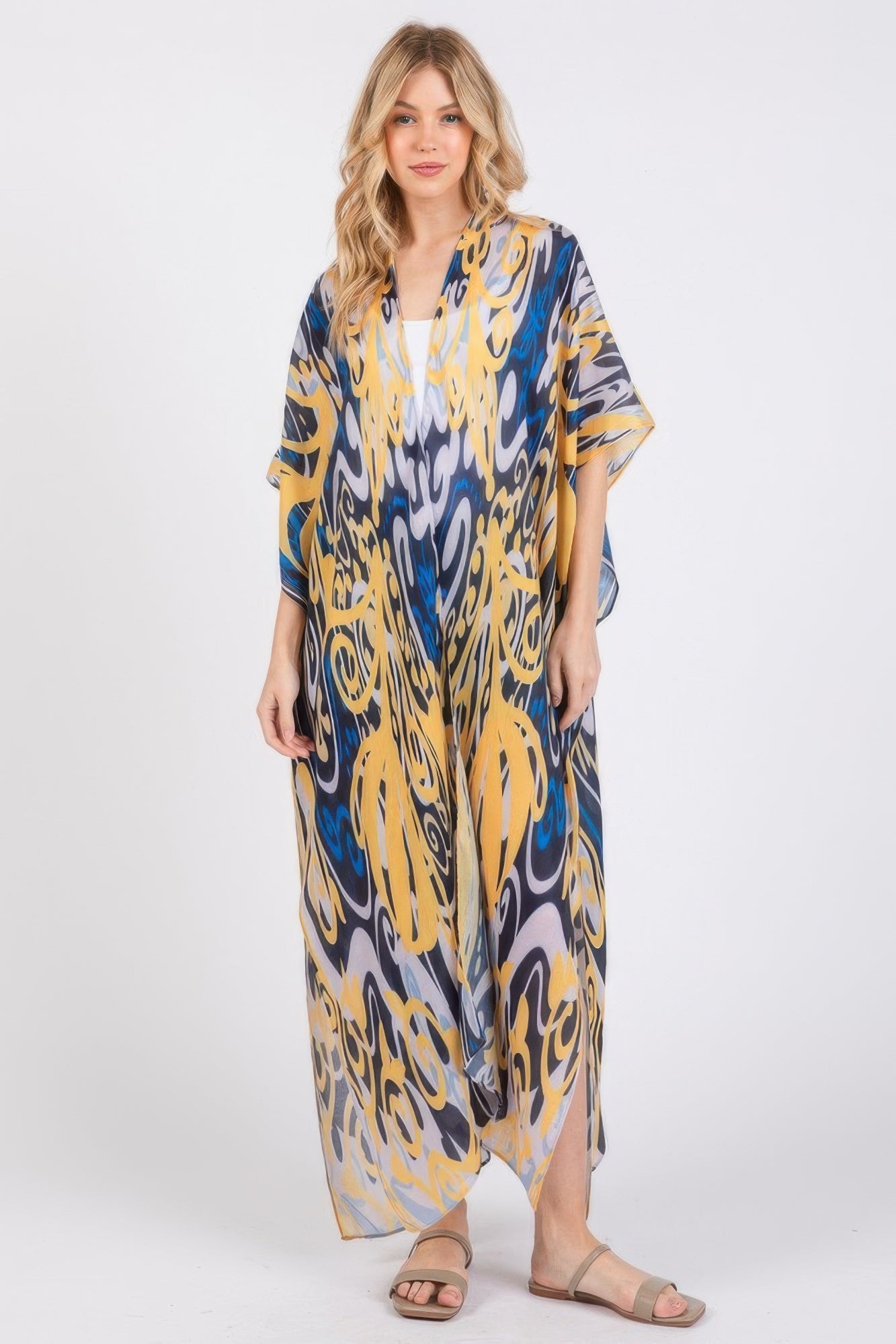Boho Print Open Front Long Kimono - That Janis Style
