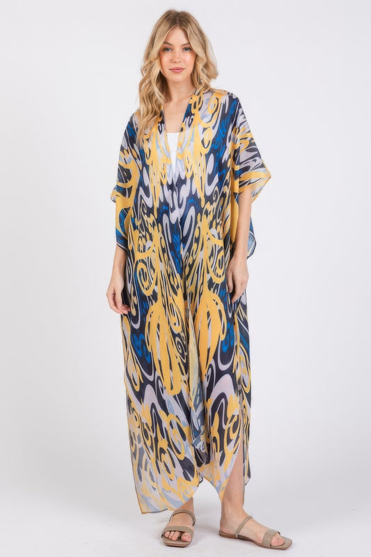 Boho Print Open Front Long Kimono - That Janis Style