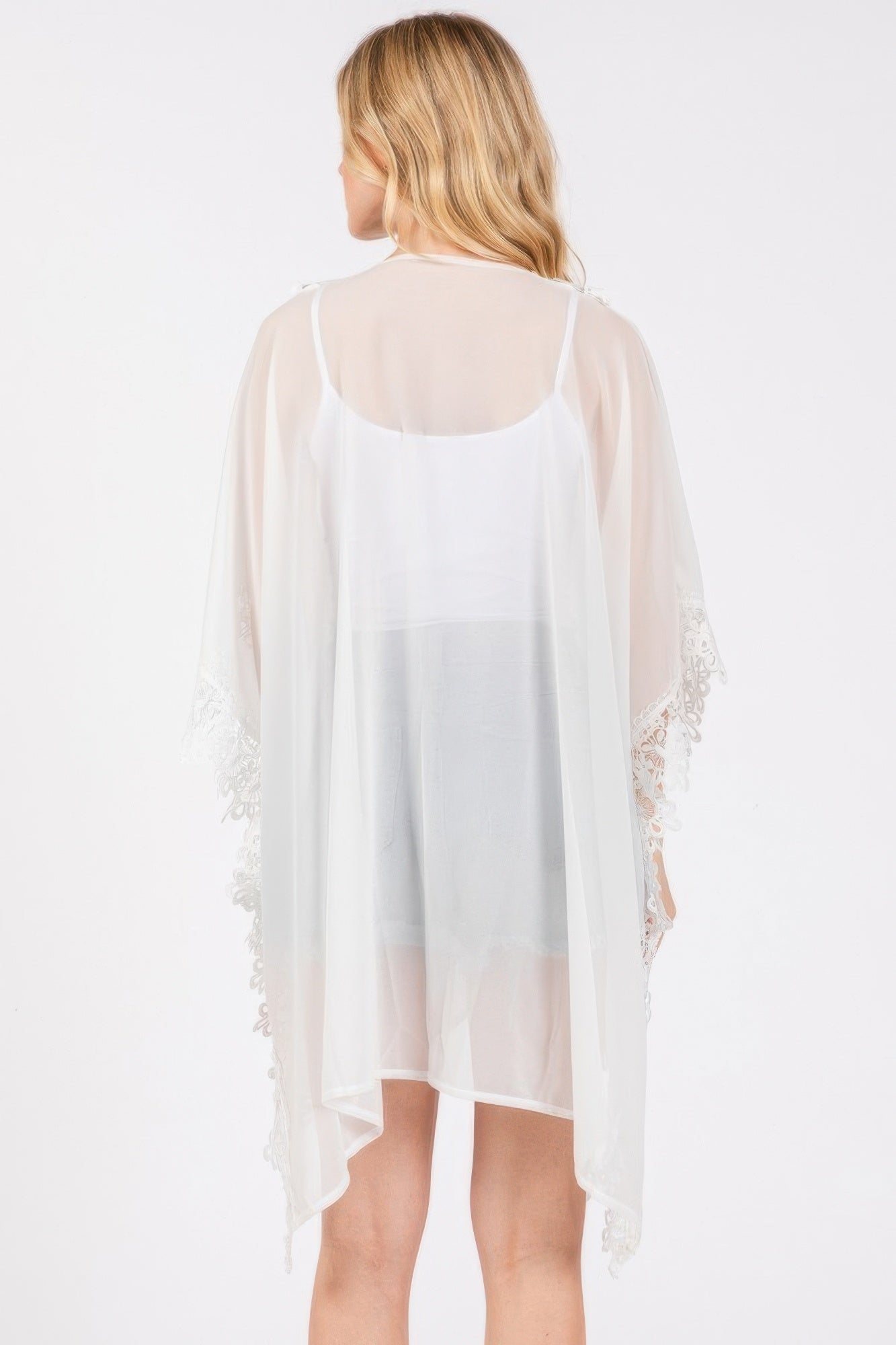 Flower Pattern Trim Detail Poncho - That Janis Style