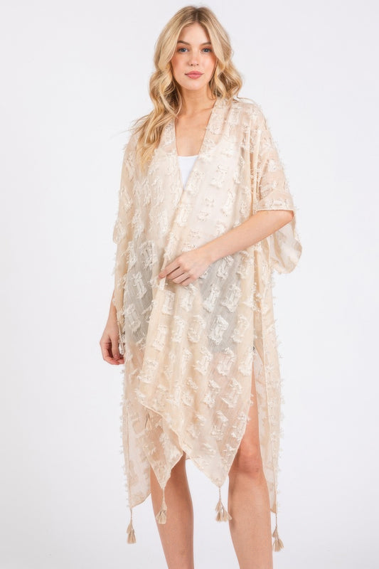 Distressed Pattern Tassel Kimono - That Janis Style