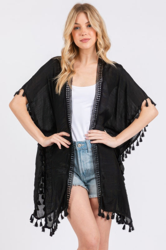 Crochet And Tassel Trim Cover Up - That Janis Style