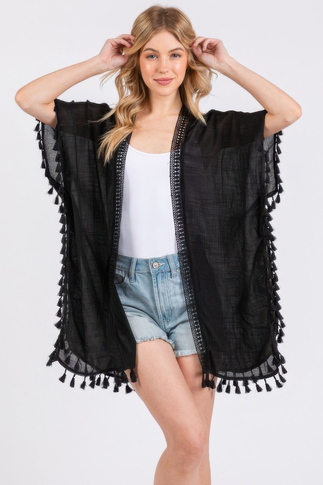 Crochet And Tassel Trim Cover Up - That Janis Style