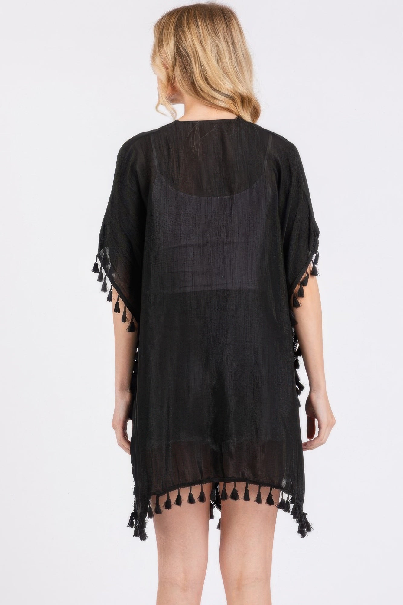 Crochet And Tassel Trim Cover Up - That Janis Style