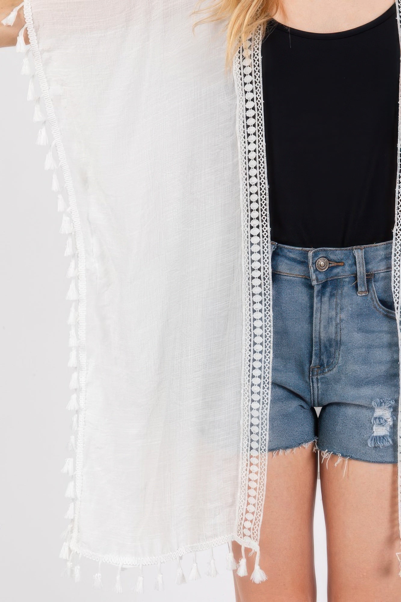Crochet And Tassel Trim Cover Up - That Janis Style