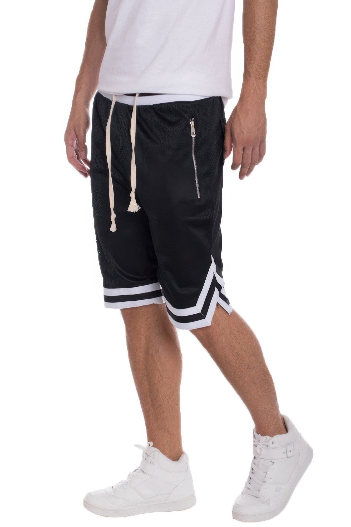 Striped Band Solid Basketball Shorts - That Janis Style