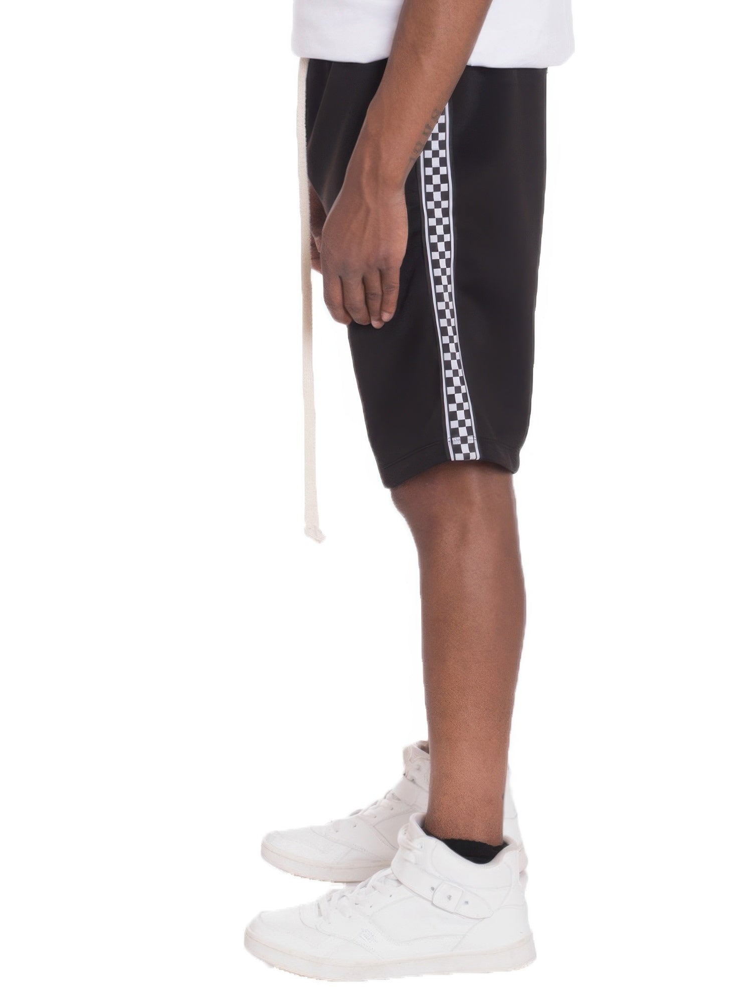 Mens Checkered Stripe Track Shorts - That Janis Style