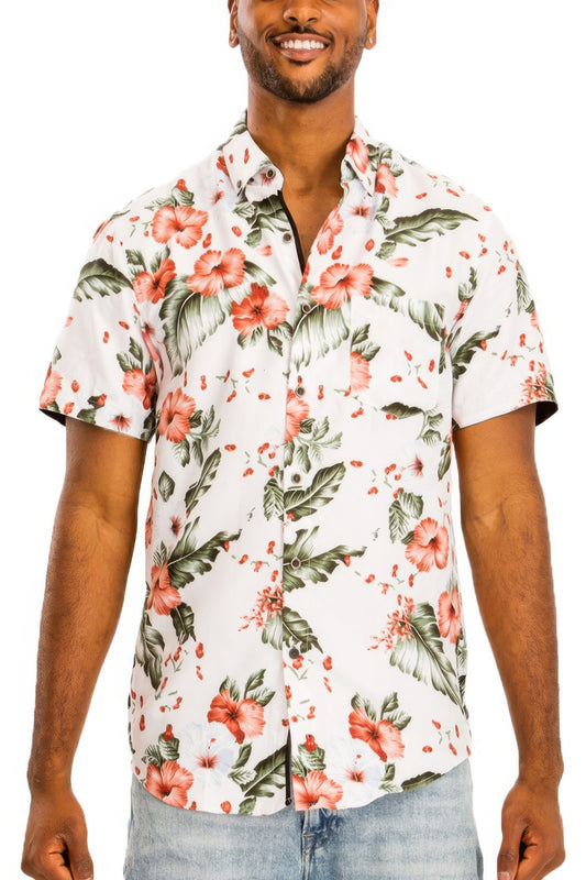 Hawaiian Print Button Down Shirt - That Janis Style